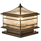 Waterproof Glass Copper Vintage Outdoor Fence Post Lights Pillar Light Column Lamp