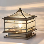 Waterproof Glass Copper Vintage Outdoor Fence Post Lights Pillar Light Column Lamp