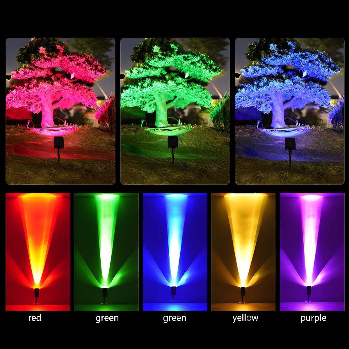 Solar Multi-Zoom Spotlight Waterproof LED Landscape Garden Tree — Warm White & RGB Singles to 4-Pack