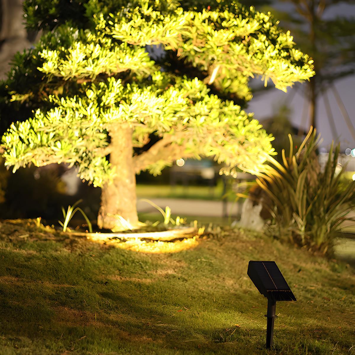 Solar Multi-Zoom Spotlight Waterproof LED Landscape Garden Tree — Warm White & RGB Singles to 4-Pack