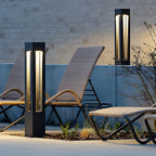 LED Bollard Garden Light Black Aluminum Square Landscape Pathway Hardwired — 31 Inch Sets