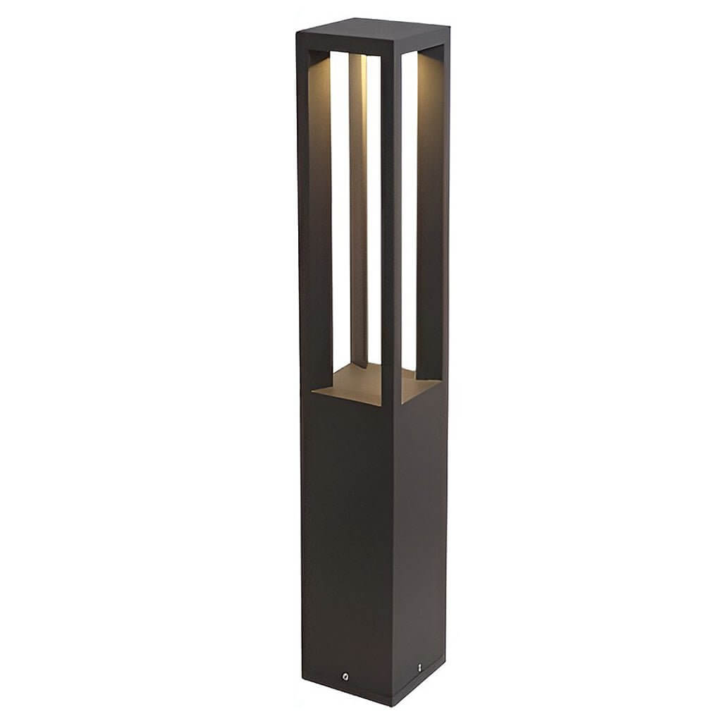 LED Bollard Garden Light Black Aluminum Square Landscape Pathway Hardwired — 31 Inch Sets