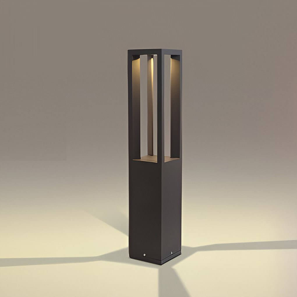 LED Bollard Garden Light Black Aluminum Square Landscape Pathway Hardwired — 31 Inch Sets