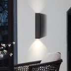 Outdoor Rectangular Up-Down LED Wall Light IP65 Waterproof Minimalist Hardwired — Black Singles & Sets