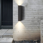 Outdoor Rectangular Up-Down LED Wall Light IP65 Waterproof Minimalist Hardwired — Black Singles & Sets