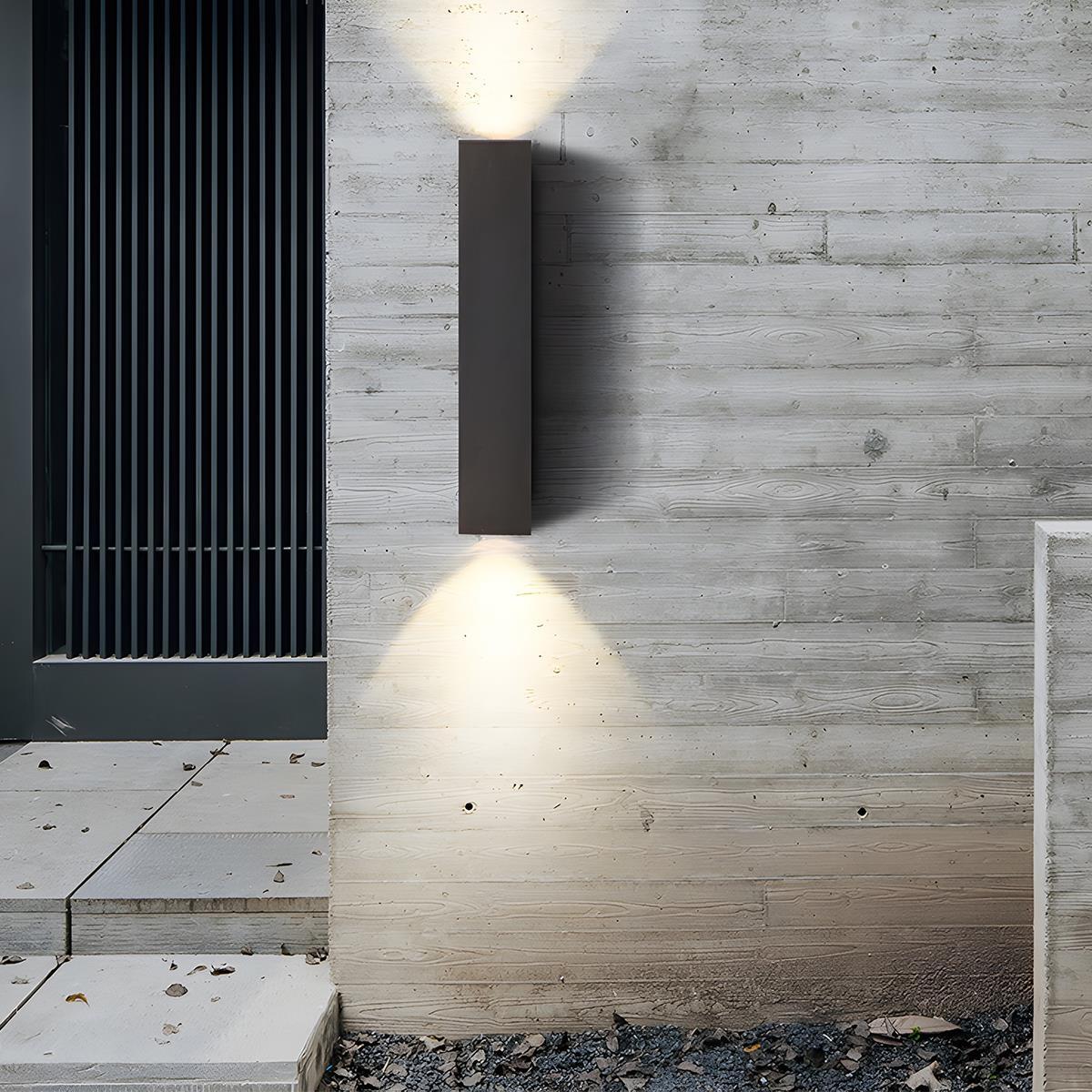 Outdoor Rectangular Up-Down LED Wall Light IP65 Waterproof Minimalist Hardwired — Black Singles & Sets