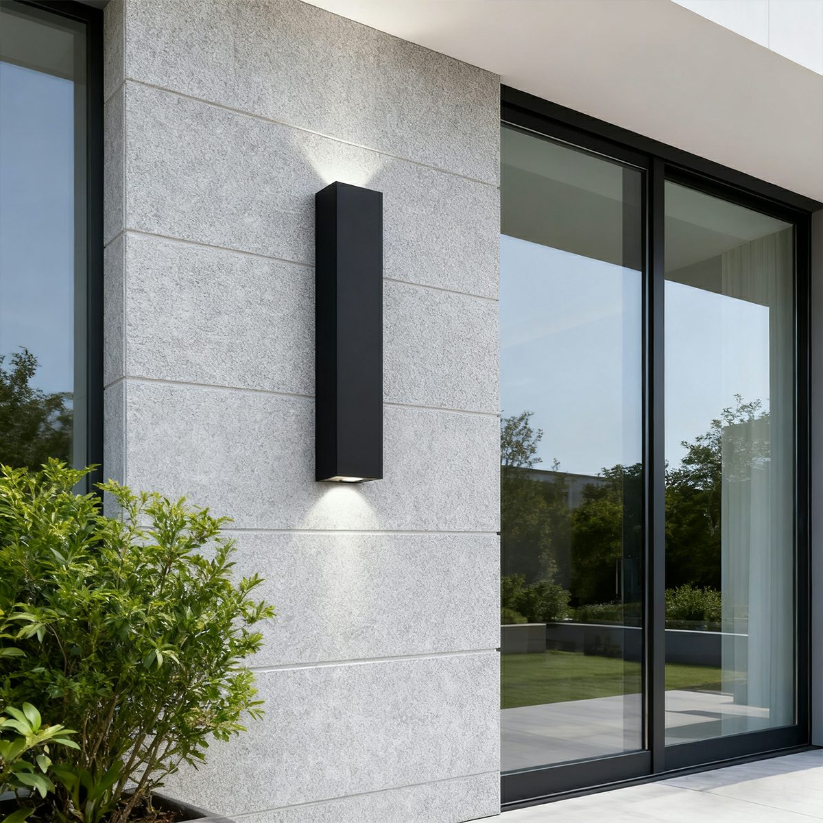 Outdoor rectangular up-down LED wall light IP65 waterproof minimalist hardwired — black sets