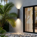Outdoor Rectangular Up-Down LED Wall Light IP65 Waterproof Minimalist Hardwired — Black Singles & Sets