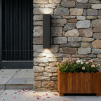 Outdoor Rectangular Up-Down LED Wall Light IP65 Waterproof Minimalist Hardwired — Black Singles & Sets