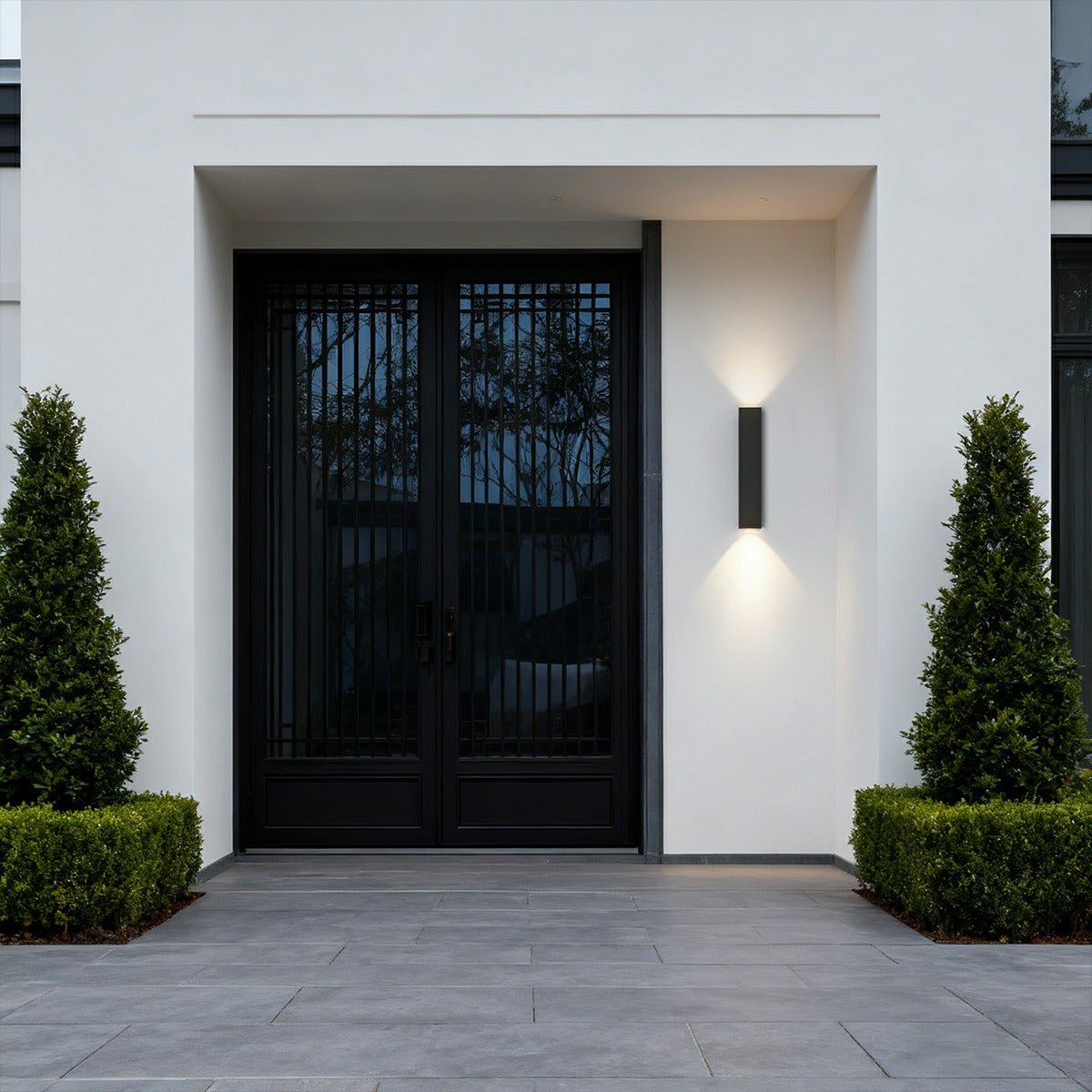 Outdoor Rectangular Up-Down LED Wall Light IP65 Waterproof Minimalist Hardwired — Black Singles & Sets