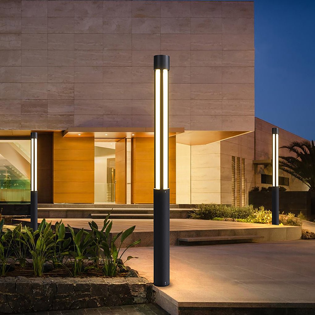 Residential bollard lights modern cylindrical LED — waterproof bollard lights patio paths