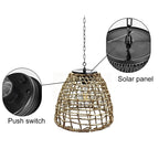 Havana Solar Outdoor Pendant Lantern, Bell Rattan Waterproof, Hanging Patio Light