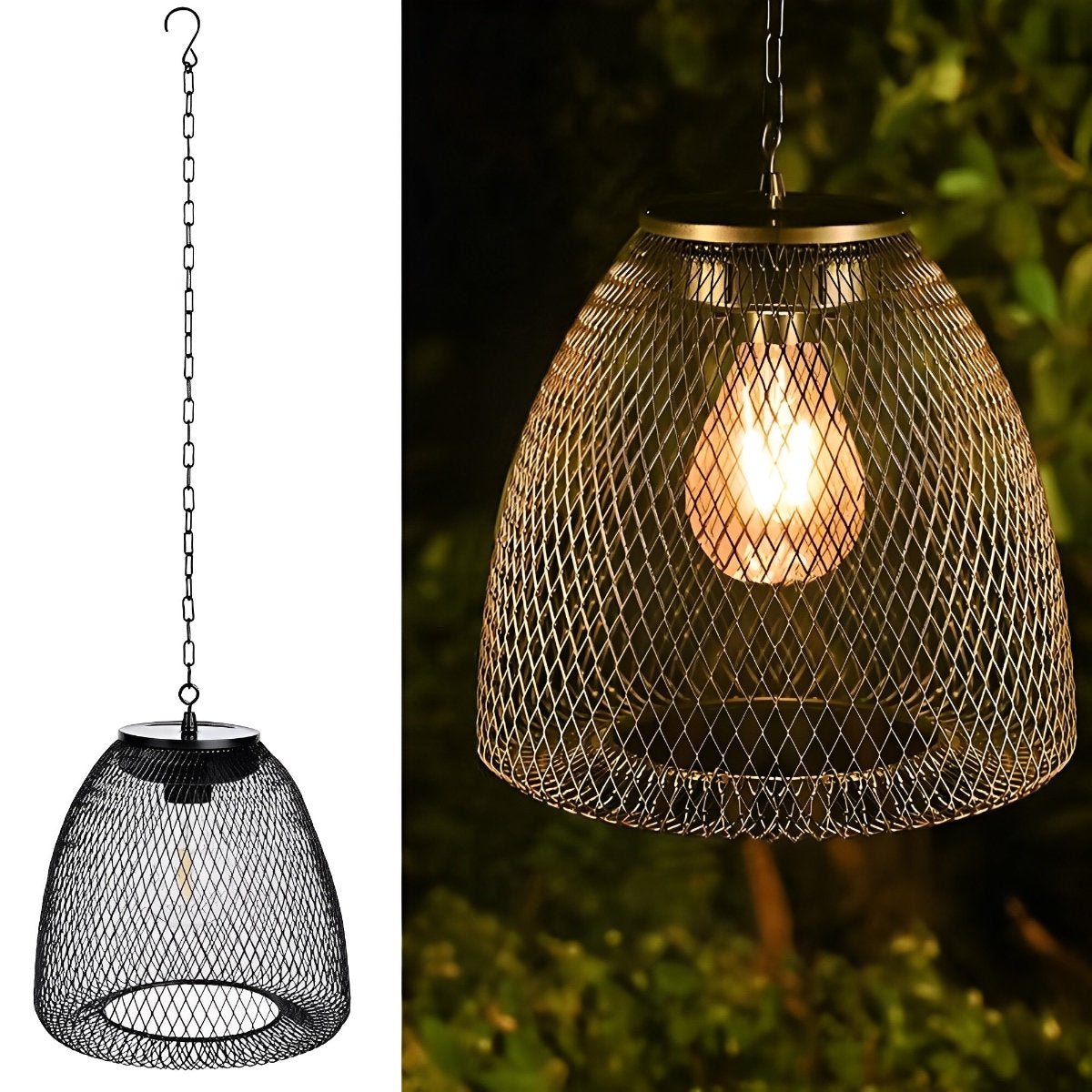 Havana Solar Outdoor Pendant Lantern, Bell Rattan Waterproof, Hanging Patio Light