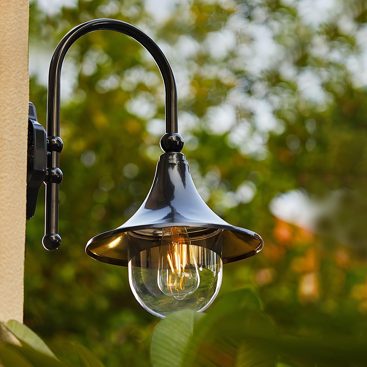 Vintage Horn Shape Outdoor LED Wall Light Waterproof Black Bronze IP54 — Singles to Sets