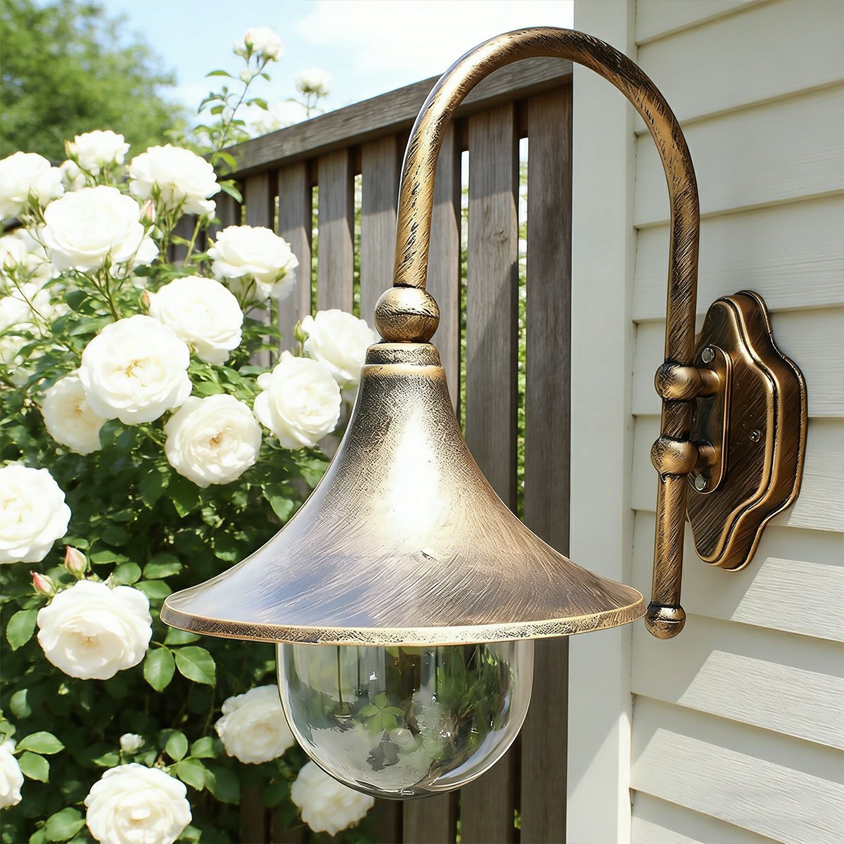Vintage Horn Shape Outdoor LED Wall Light Waterproof Black Bronze IP54 — Singles to Sets