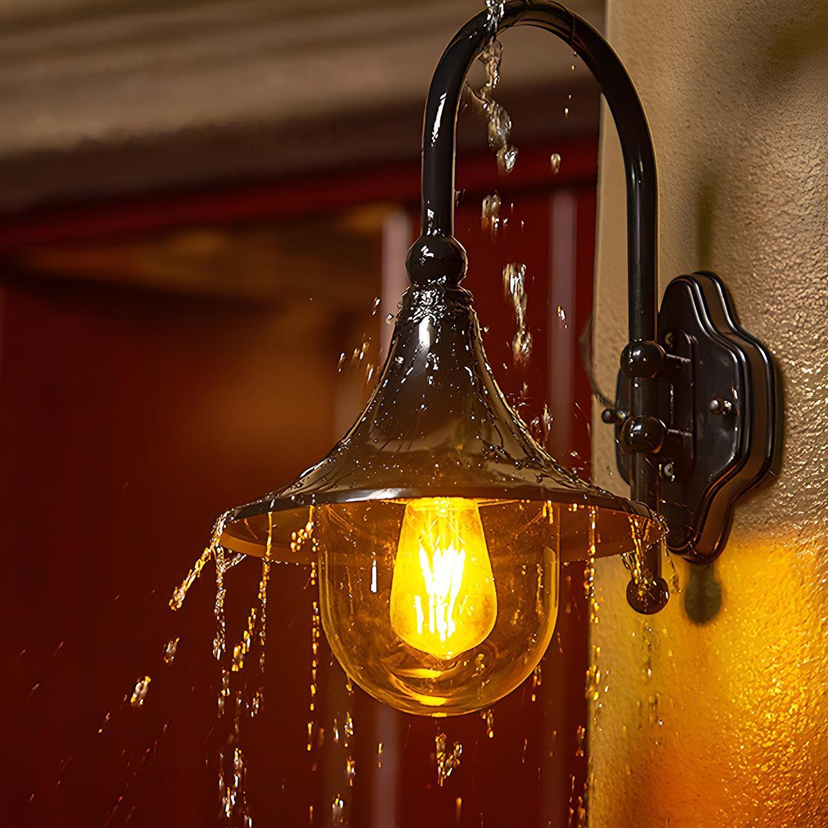 Vintage Horn Shape Outdoor LED Wall Light Waterproof Black Bronze IP54 — Singles to Sets