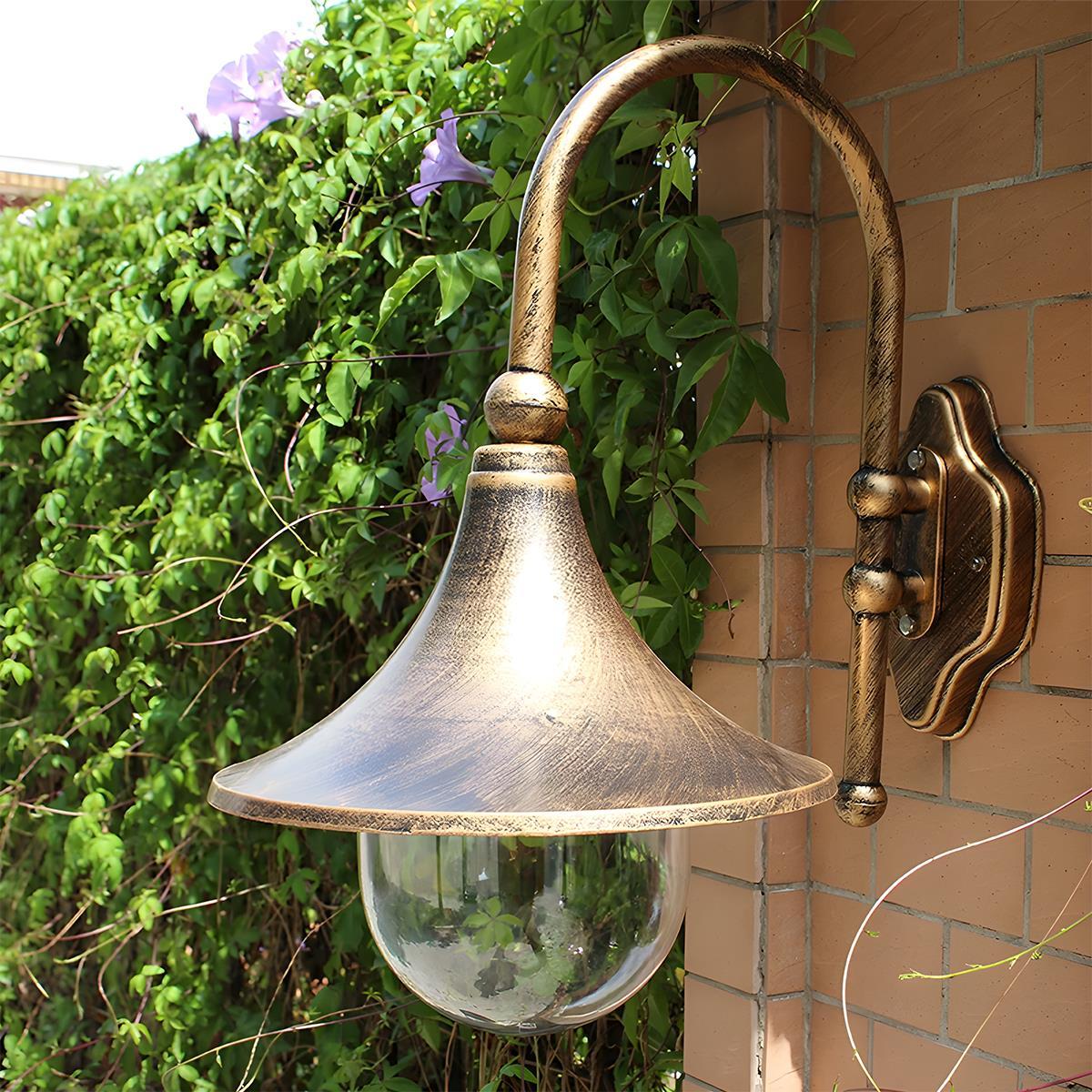 Vintage Horn Shape Outdoor LED Wall Light Waterproof Black Bronze IP54 — Singles to Sets