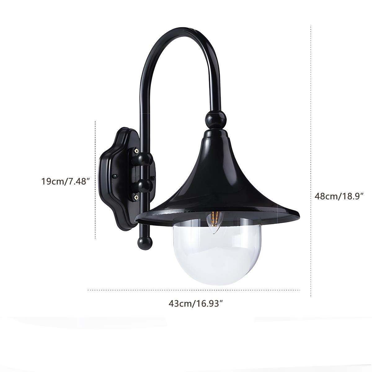 Vintage Horn Shape Outdoor LED Wall Light Waterproof Black Bronze IP54 — Singles to Sets