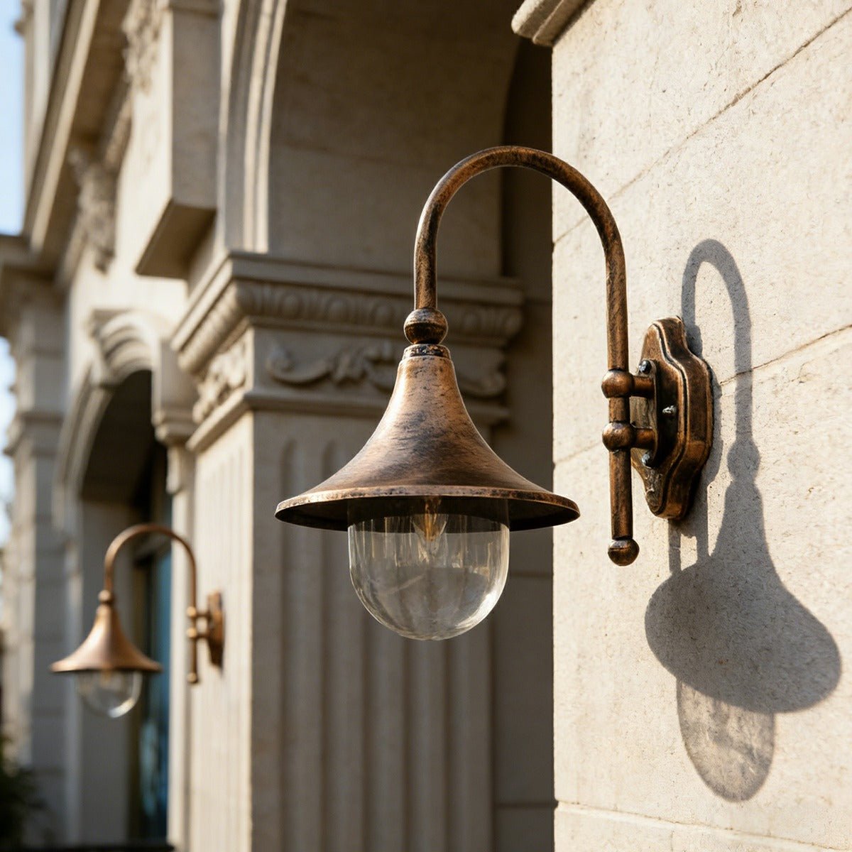 Vintage Horn Shape Outdoor LED Wall Light Waterproof Black Bronze IP54 — Singles to Sets