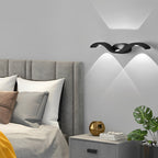 Wave Outdoor Wall Sconce Up-Down LED Aluminum IP65 Modern — Black White Sets of 2 to 8