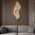 Feather Resin Wall Light Modern LED Bedroom Corridor Dimmable — White Blue 7 to 9 Inch Sets