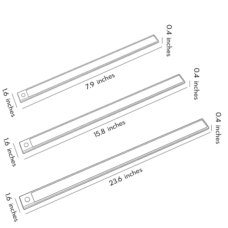 Wireless Under Cabinet LED Lighting Motion Sensor USB Rechargeable Kitchen Closet — 8 to 24 Inch